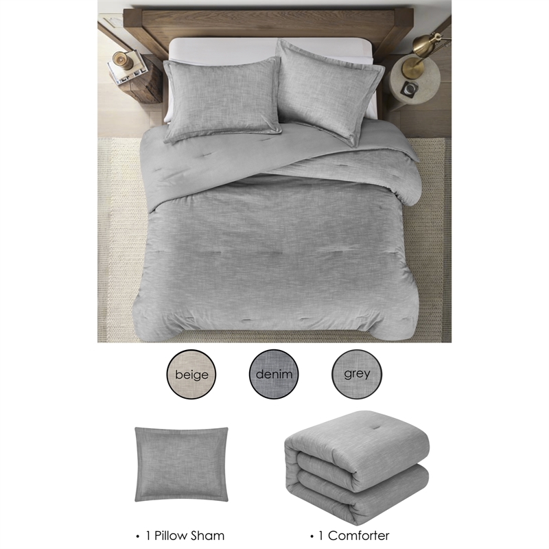 Posh Living Jeter 2pc Twin/Twin XL Comforter Set Grey