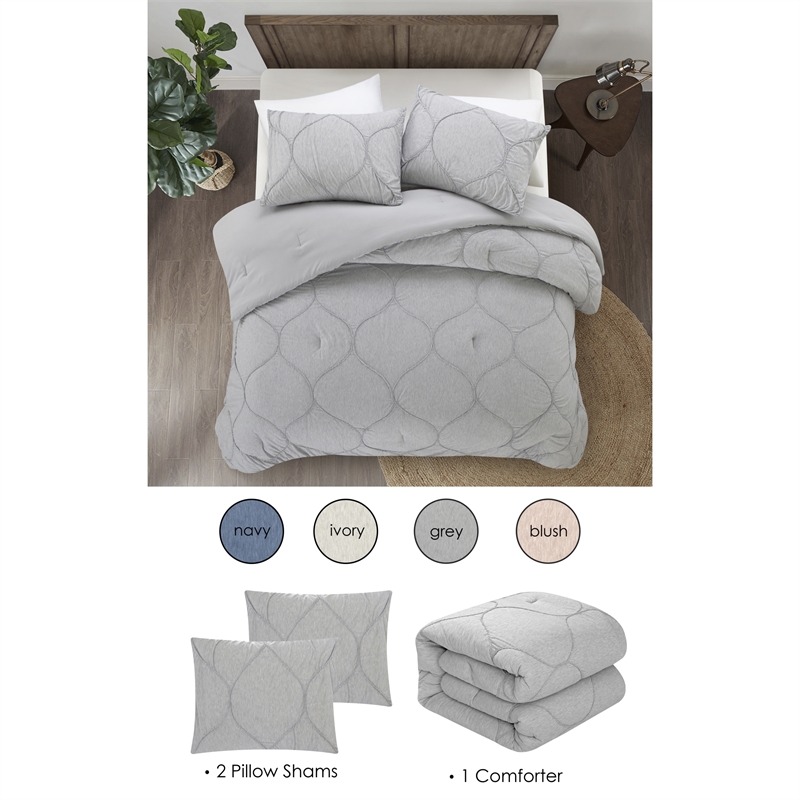 Posh Living Ginger 3pc King/California King Comforter Set Grey