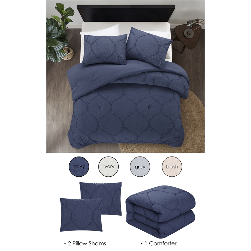 Posh Living Ginger 3pc King/California King Comforter Set Navy