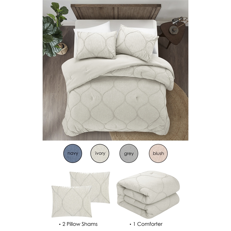 Posh Living Ginger 3pc King/California King Comforter Set White