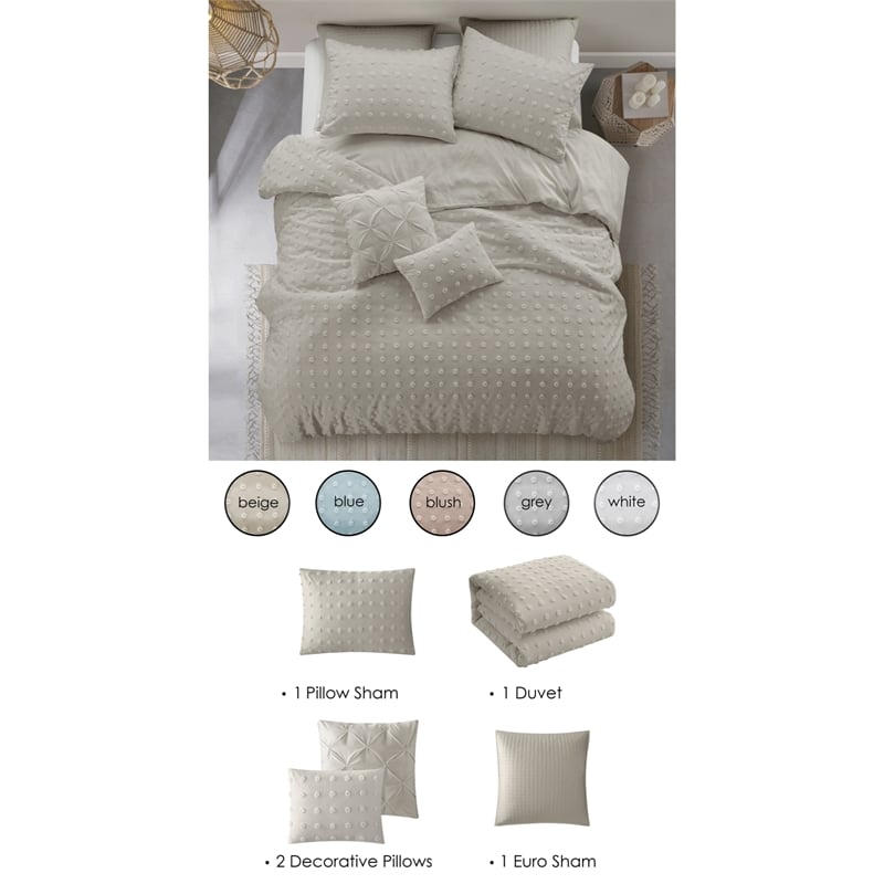 Posh Living Maira 5pc Twin/Twin XL Duvet Set Beige