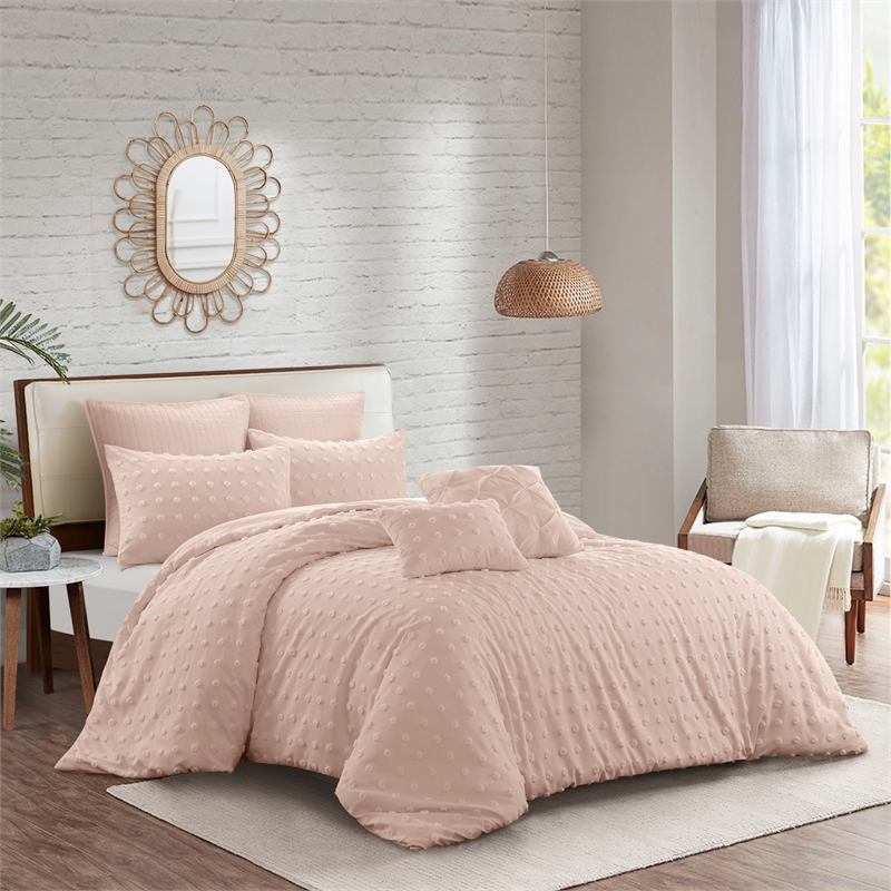 Posh Living Maira 7pc King/California King Duvet Set Blush