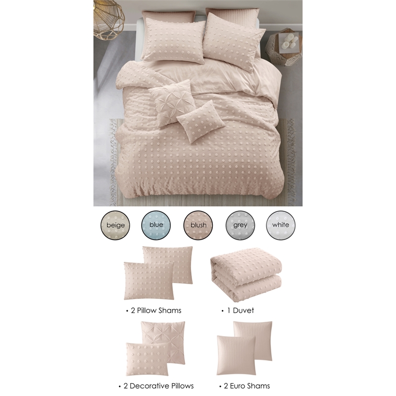 Posh Living Maira 7pc King/California King Duvet Set Blush