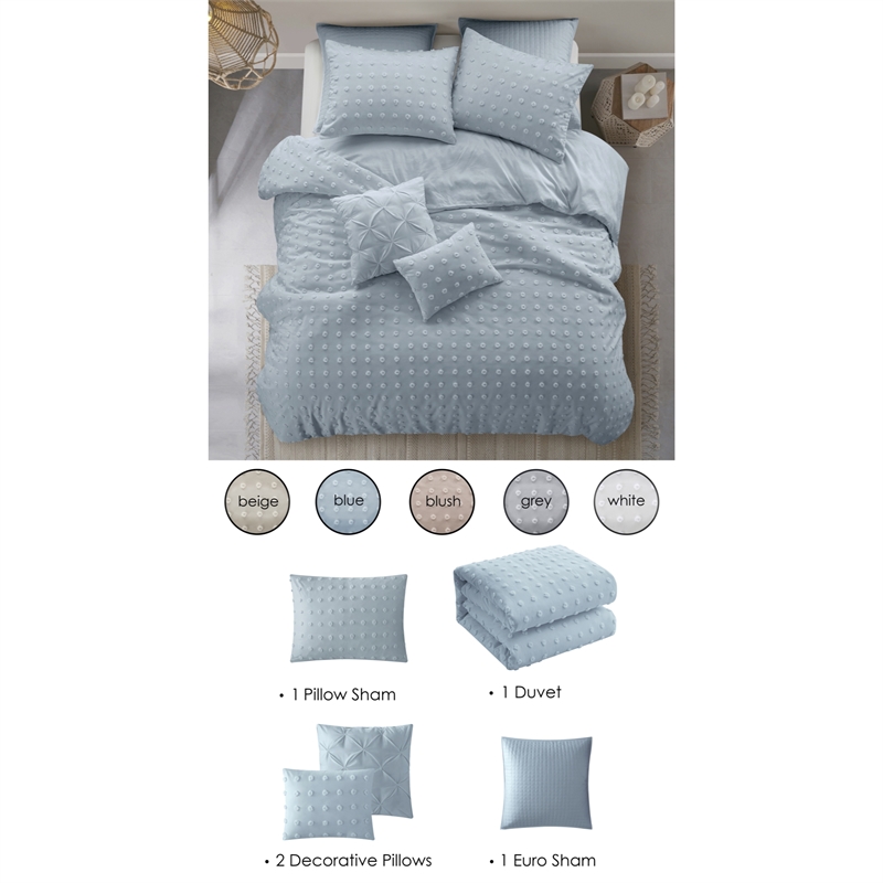 Posh Living Maira 5pc Twin/Twin XL Duvet Set Blue