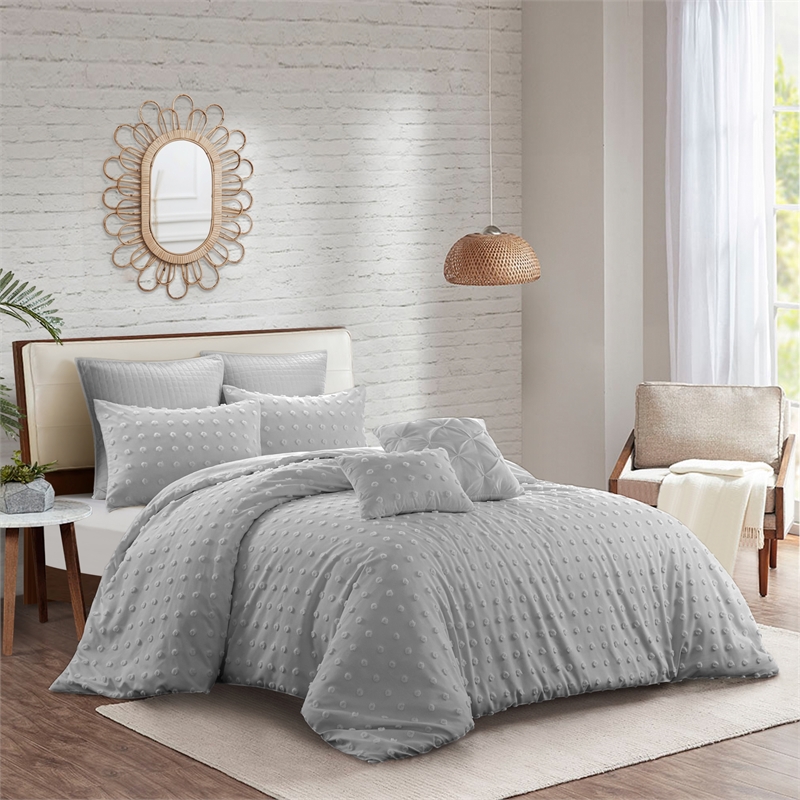 Posh Living Maira 7pc Full/Queen Duvet Set Grey