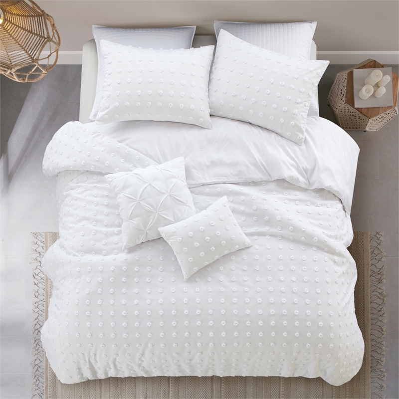 Posh Living Maira 7pc King/California King Duvet Set White