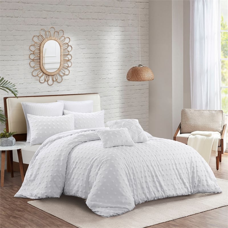 Posh Living Maira 7pc Full/Queen Duvet Set White