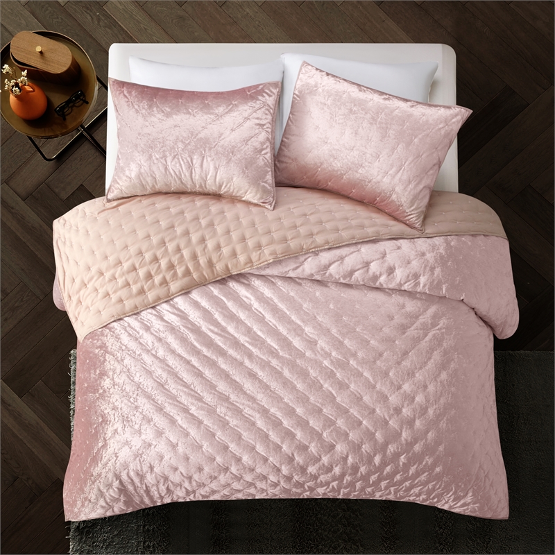Posh Living Safiya Velvet 3pc King/California King Comforter Set Blush