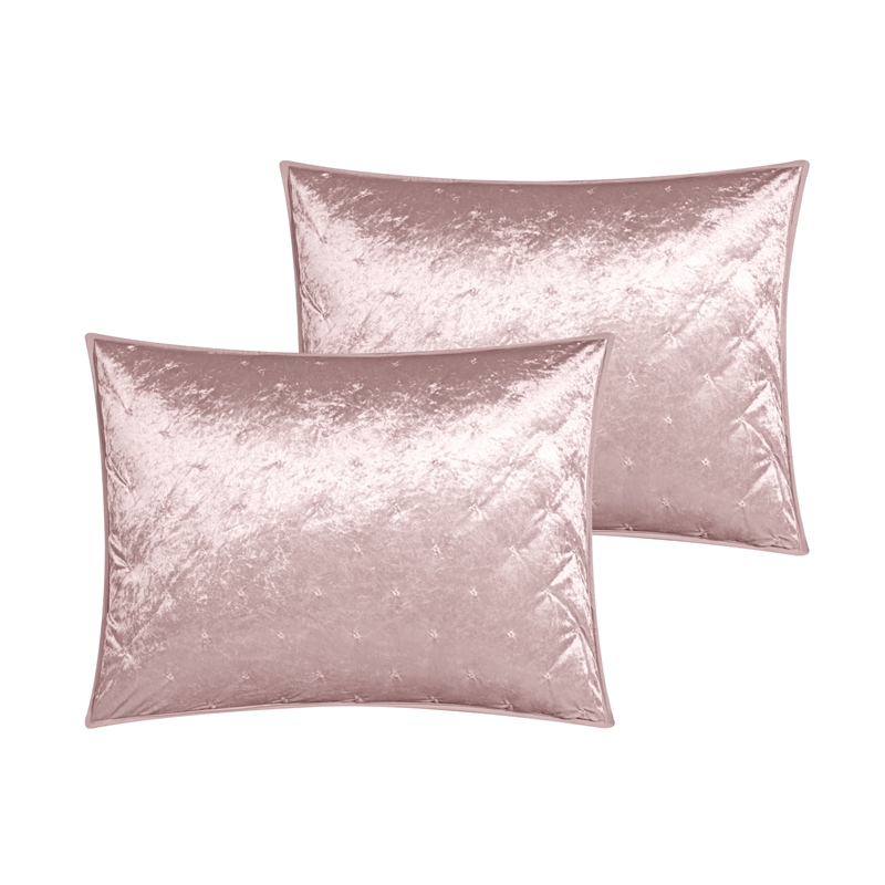 Posh Living Safiya Velvet 3pc Full/Queen Comforter Set Blush