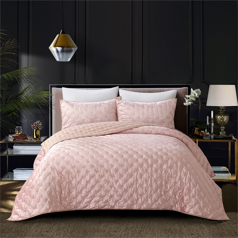 Posh Living Safiya Velvet 2pc Twin/Twin XL Comforter Set Blush