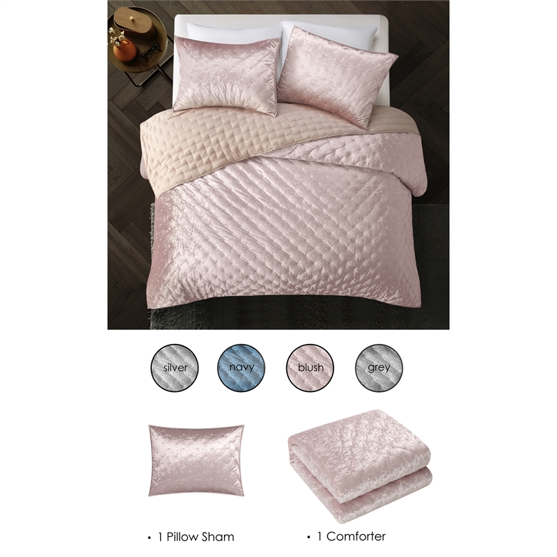 Posh Living Safiya Velvet 2pc Twin/Twin XL Comforter Set Blush