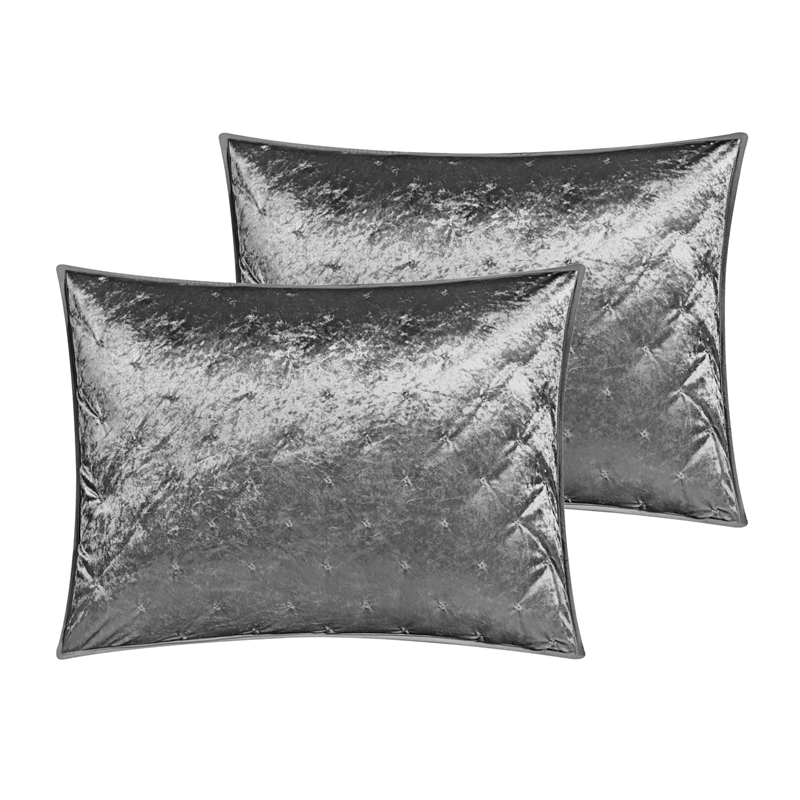 Posh Living Safiya Velvet 3pc Full/Queen Comforter Set Grey