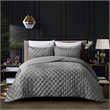 Posh Living Safiya Velvet 2pc Twin/Twin XL Comforter Set Grey
