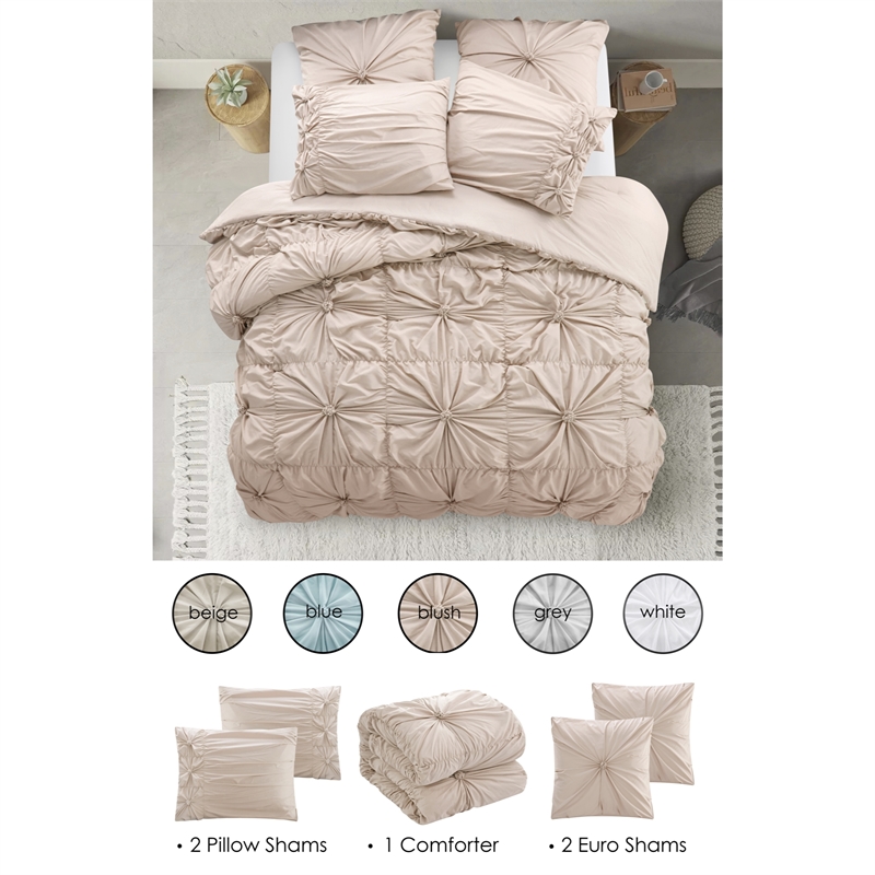 Posh Living Arissa 5pc Full/Queen Comforter Set Blush