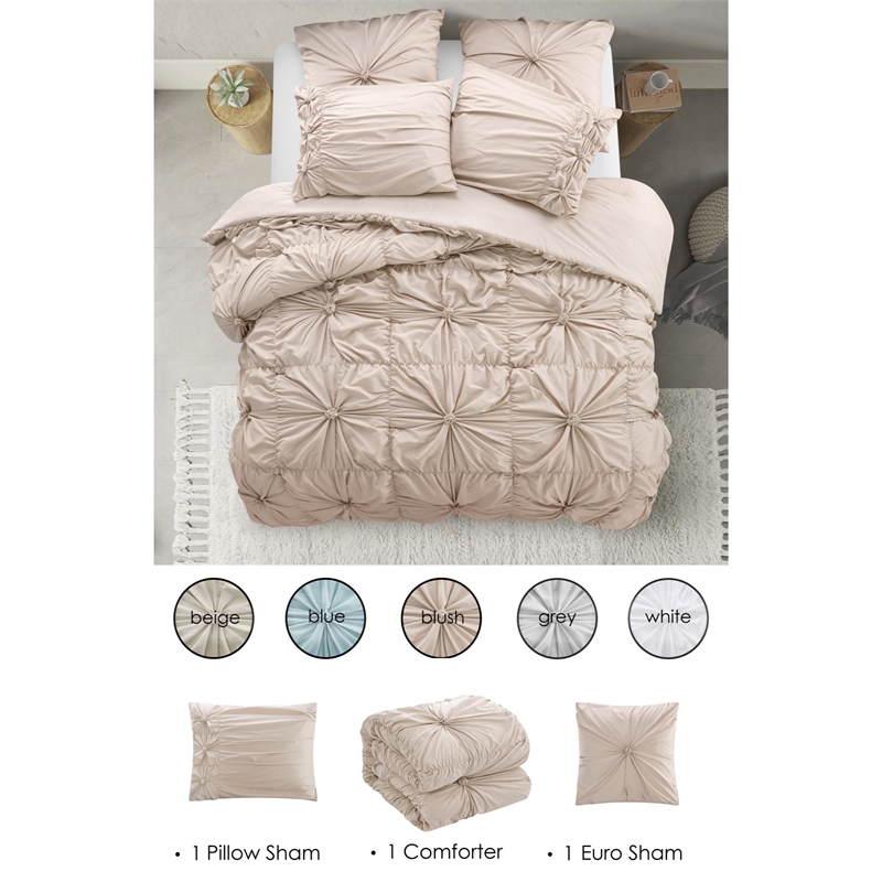 Posh Living Arissa 3pc Twin/Twin XL Comforter Set Blush
