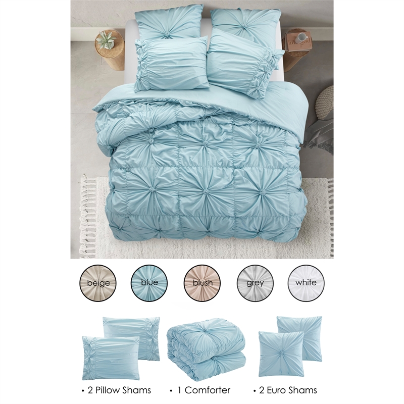 Posh Living Arissa 5pc King/California King Comforter Set Blue