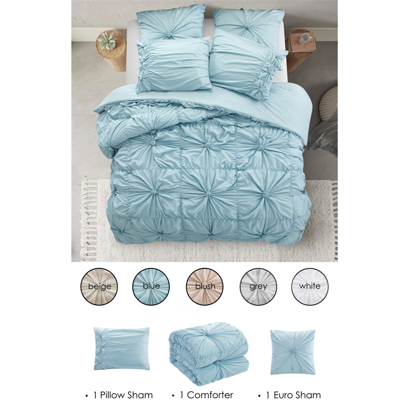 Posh Living Arissa 3pc Twin/Twin XL Comforter Set Blue