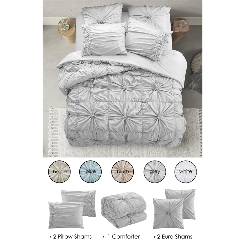 Posh Living Arissa 5pc King/California King Comforter Set Grey