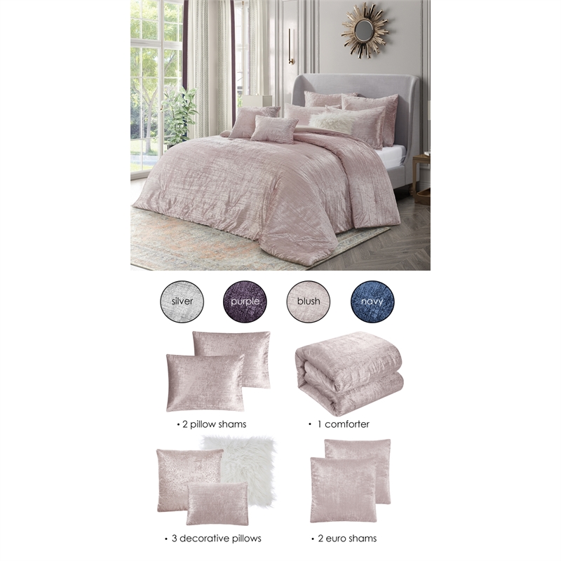 Posh Living Fahad 8pc Full/Queen Comforter Set Blush