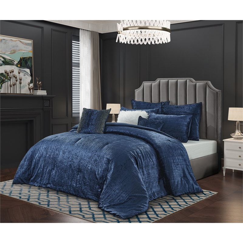 Posh Living Fahad 8pc King/California King Comforter Set Navy