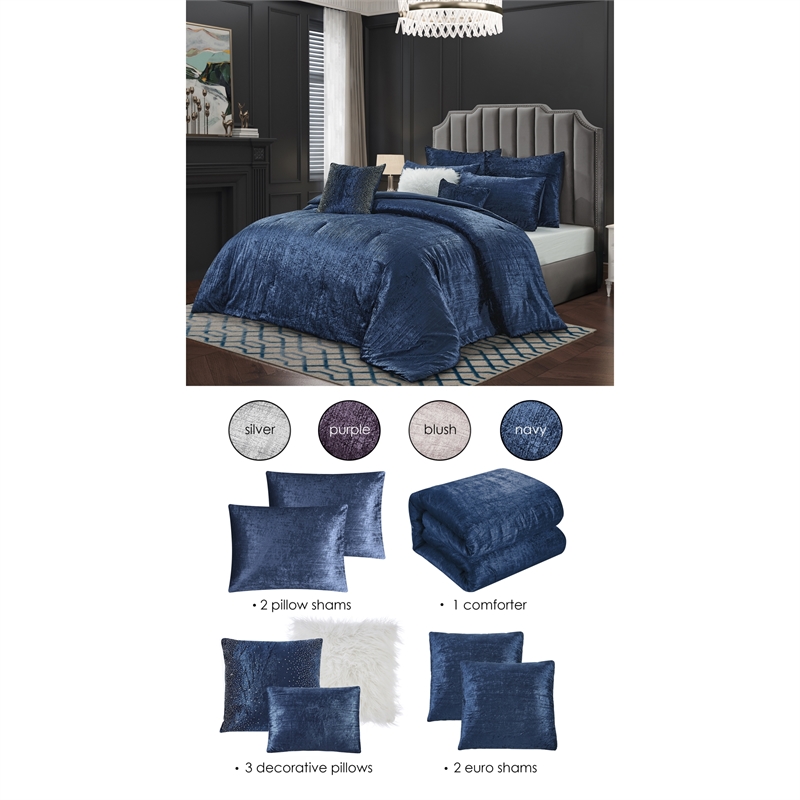 Posh Living Fahad 8pc King/California King Comforter Set Navy