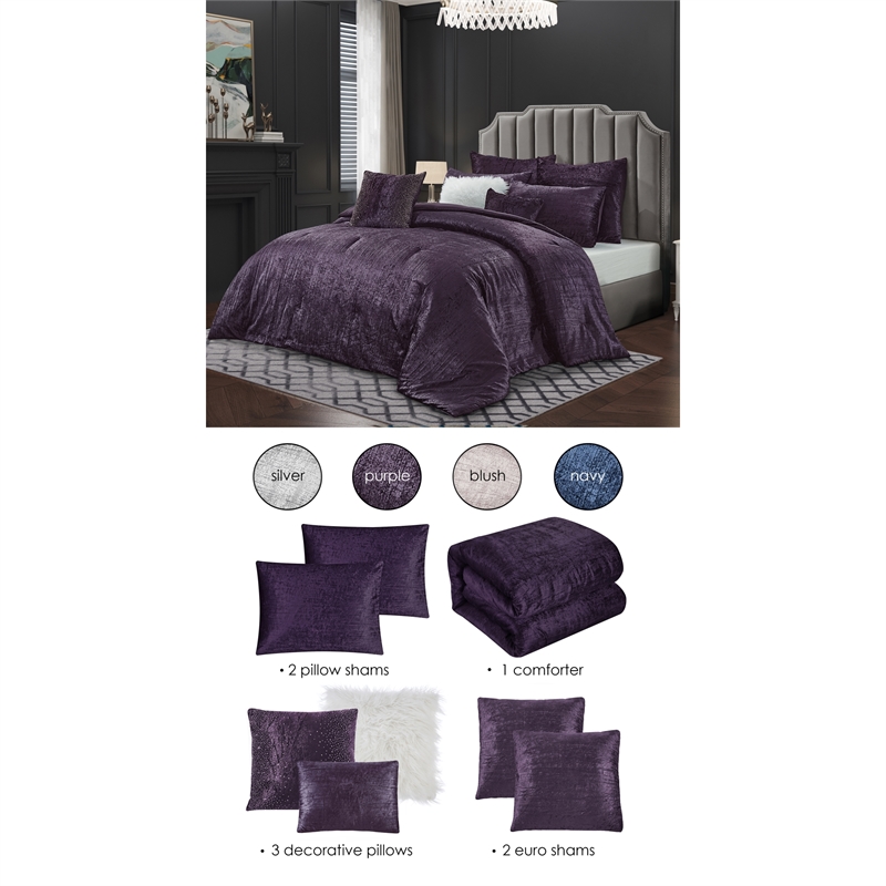 Posh Living Fahad 8pc King/California King Comforter Set Purple