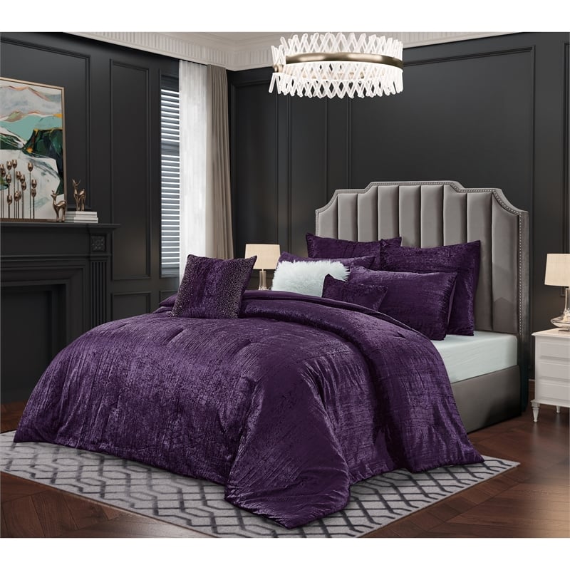 Posh Living Fahad 8pc Full/Queen Comforter Set Purple