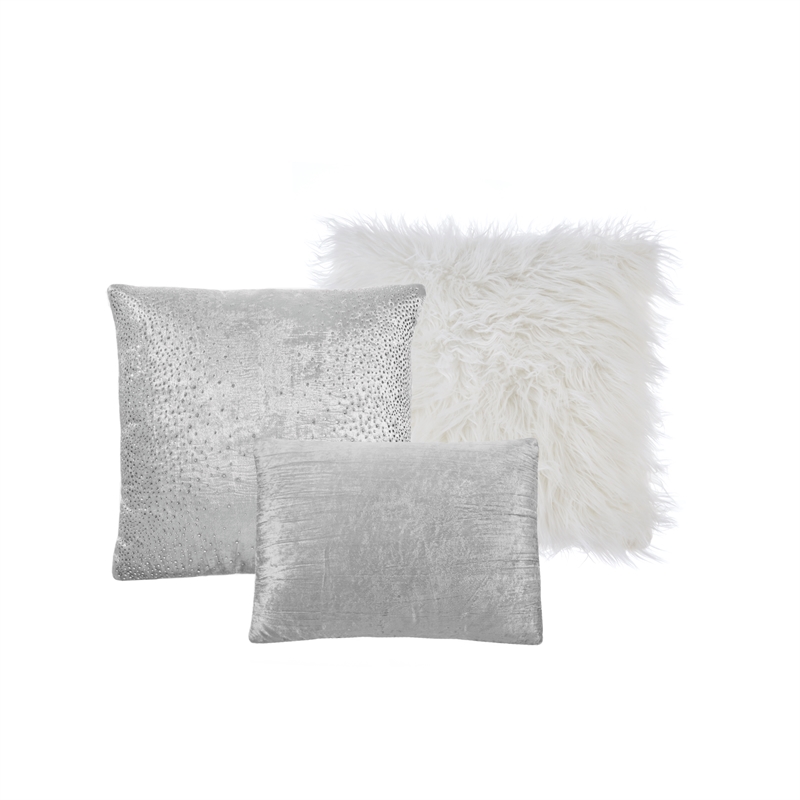 Posh Living Fahad 8pc Full/Queen Comforter Set Silver