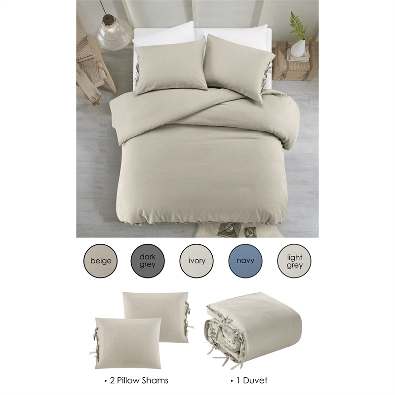 Posh Living Izabela 3pc Full/Queen Duvet Set Beige