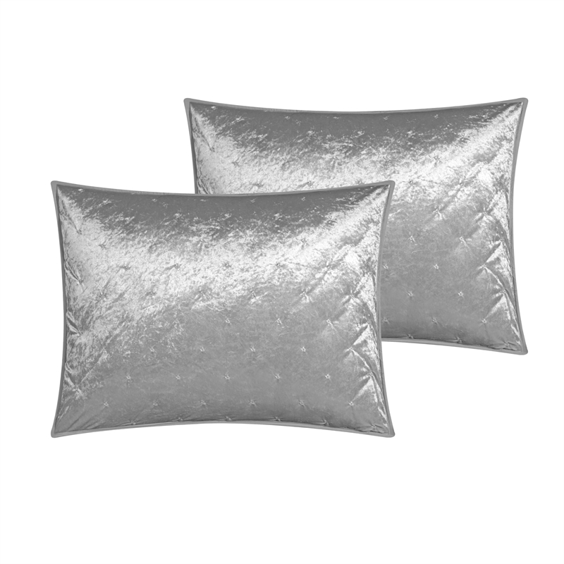 Posh Living Safiya Velvet 3pc Full/Queen Comforter Set Silver