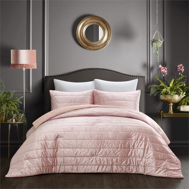 Posh Living Yehudis 3pc Full/Queen Comforter Set Blush