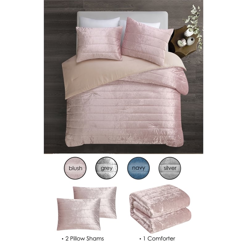 Posh Living Yehudis 3pc Full/Queen Comforter Set Blush