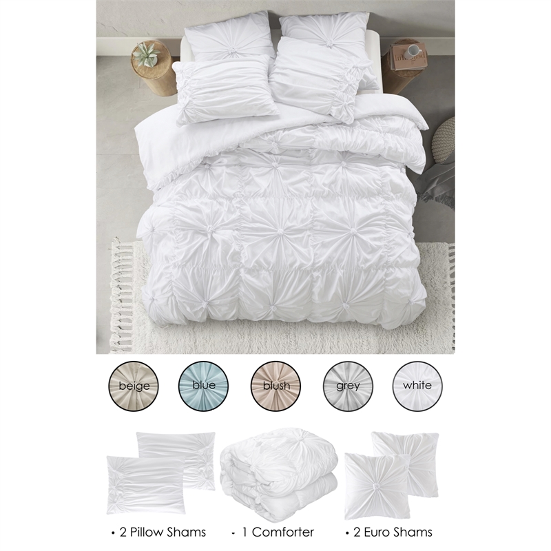 Posh Living Arissa 5pc King/California King Comforter Set White