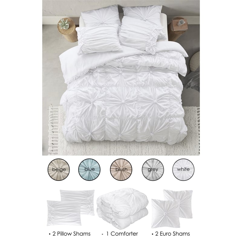 Posh Living Arissa 5pc Full/Queen Comforter Set White