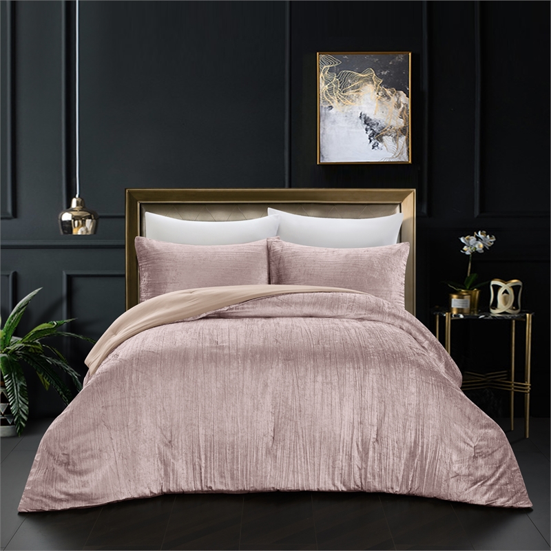 Posh Living Deklin 3pc Full/Queen Comforter Set Blush