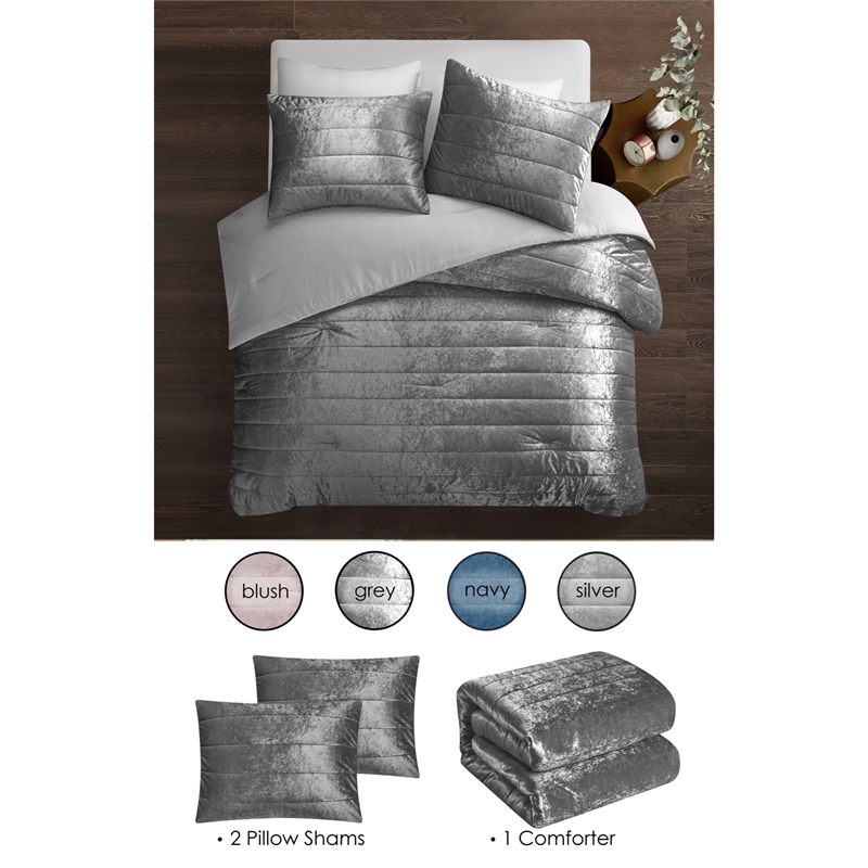 Posh Living Yehudis 3pc King/California King Comforter Set Grey