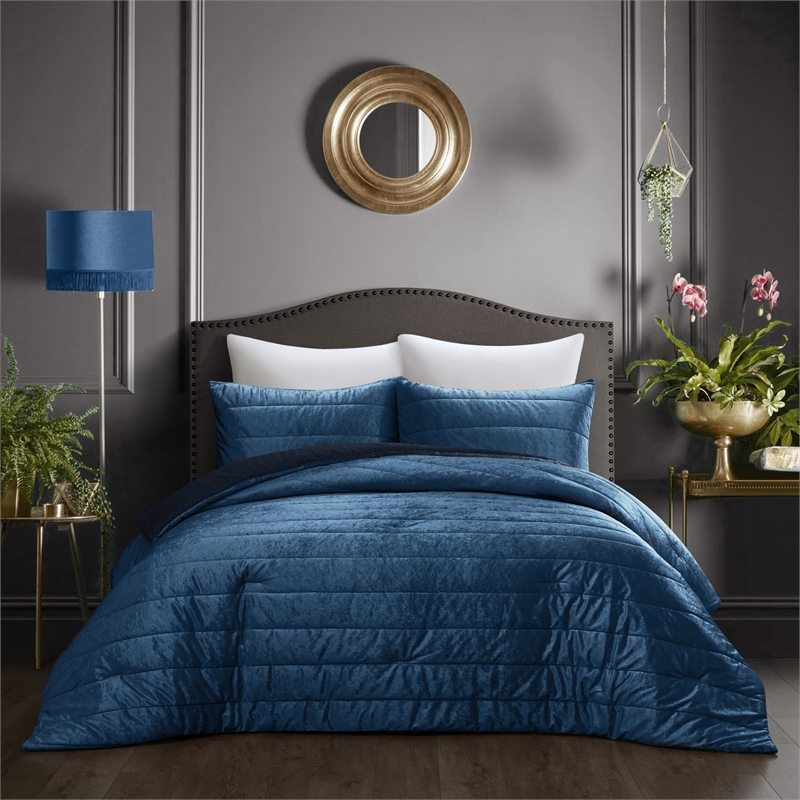 Posh Living Yehudis 3pc Full/Queen Comforter Set Navy