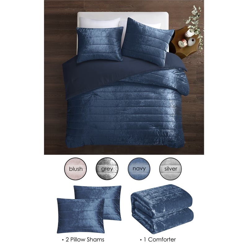 Posh Living Yehudis 3pc Full/Queen Comforter Set Navy
