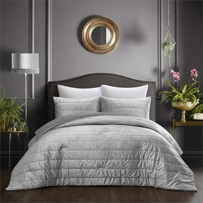 Posh Living Yehudis 3pc Full/Queen Comforter Set Silver