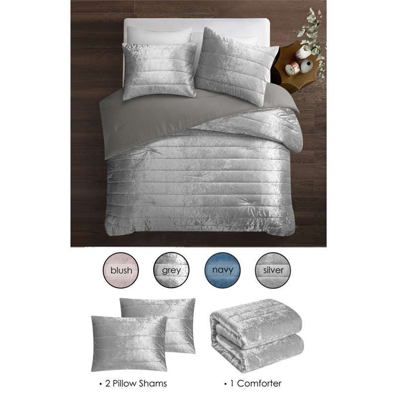 Posh Living Yehudis 3pc Full/Queen Comforter Set Silver