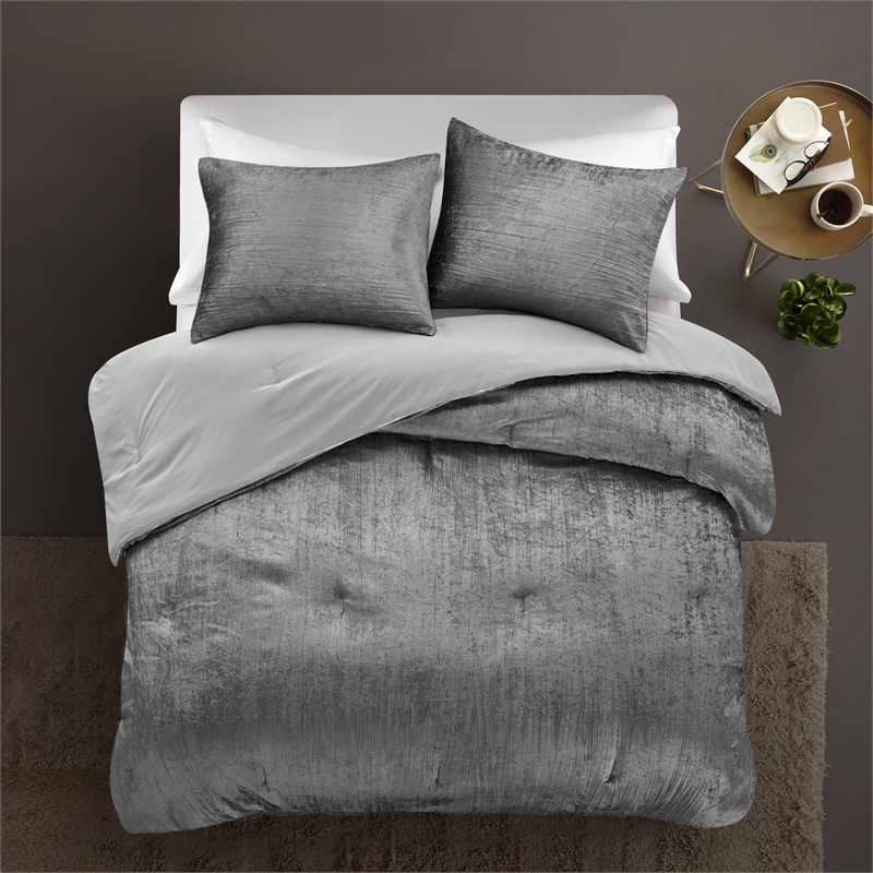 Posh Living Deklin 3pc King/California King Comforter Set Dark Grey