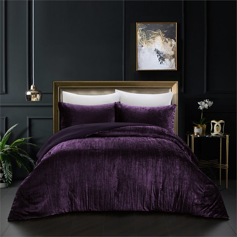 Posh Living Deklin 3pc King/California King Comforter Set Purple