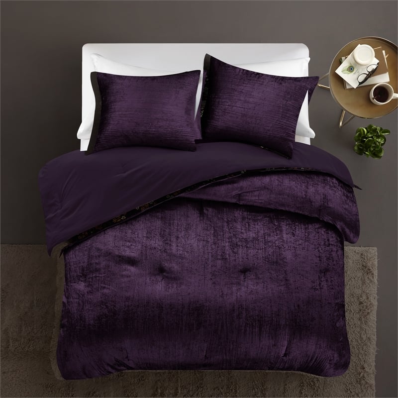 Posh Living Deklin 3pc Full/Queen Comforter Set Purple