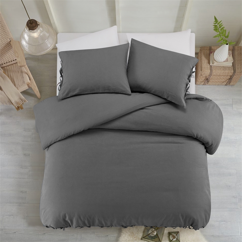 Posh Living Izabela 3pc Full/Queen Duvet Set Dark Grey