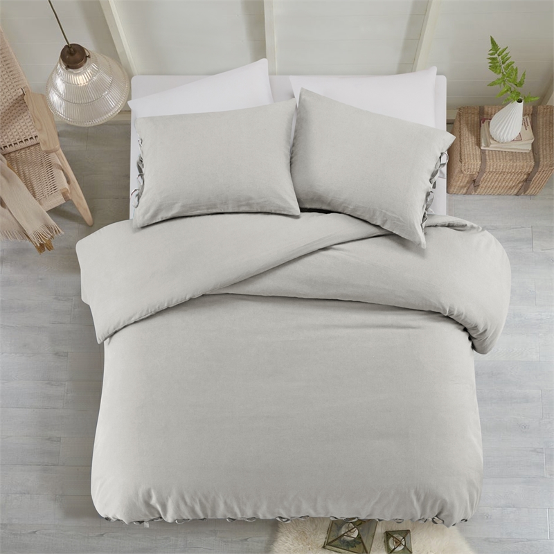 Posh Living Izabela 3pc Full/Queen Duvet Set Light Grey
