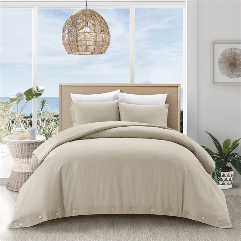 Posh Living Kaiyah 3pc King/California King Duvet Set Beige