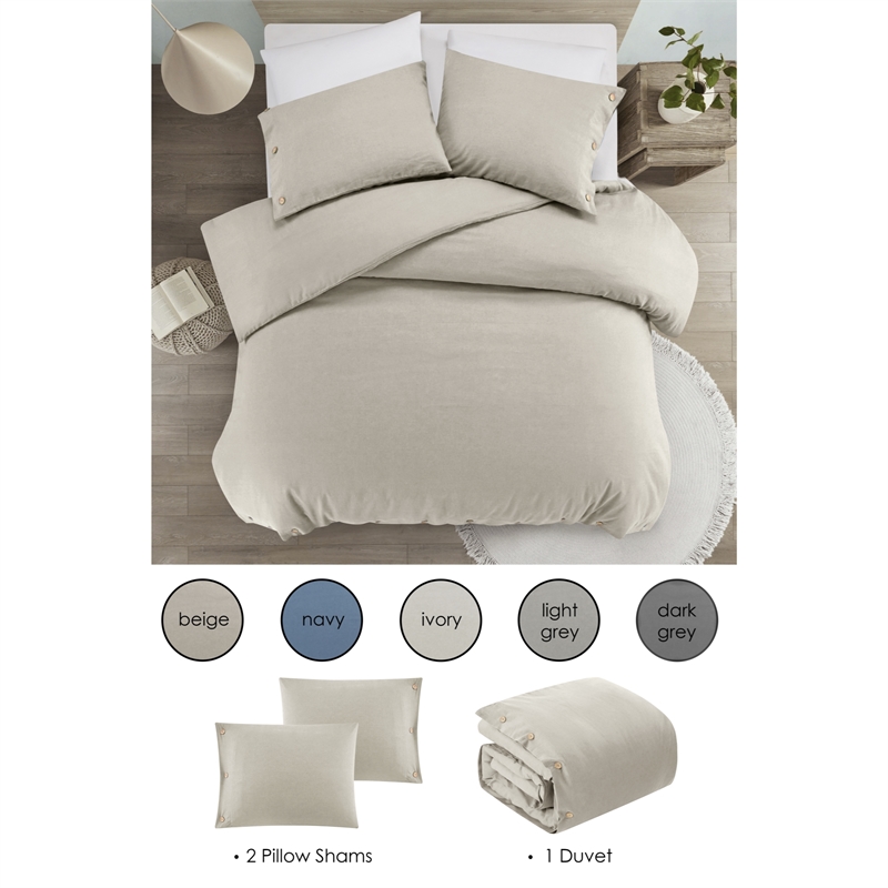 Posh Living Kaiyah 3pc King/California King Duvet Set Beige