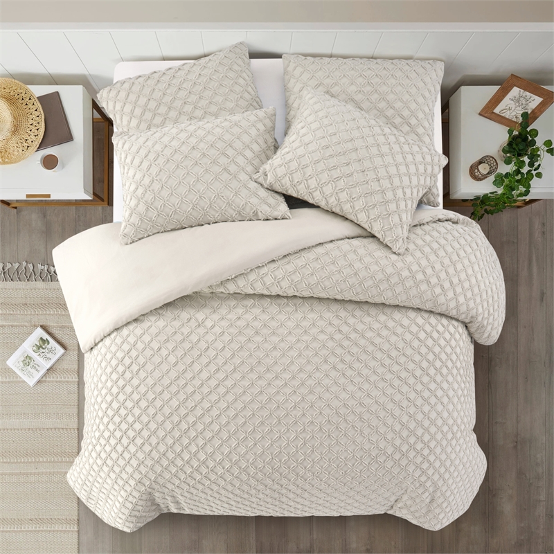 Posh Living Nika 5pc Full/Queen Duvet Set Beige