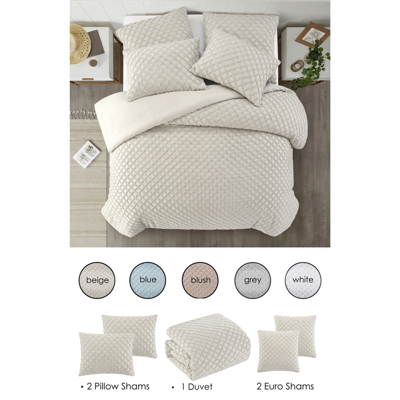 Posh Living Nika 5pc Full/Queen Duvet Set Beige