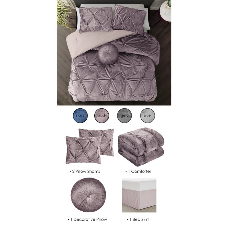 Posh Living Baxter 5pc Full/Queen Comforter Set Blush